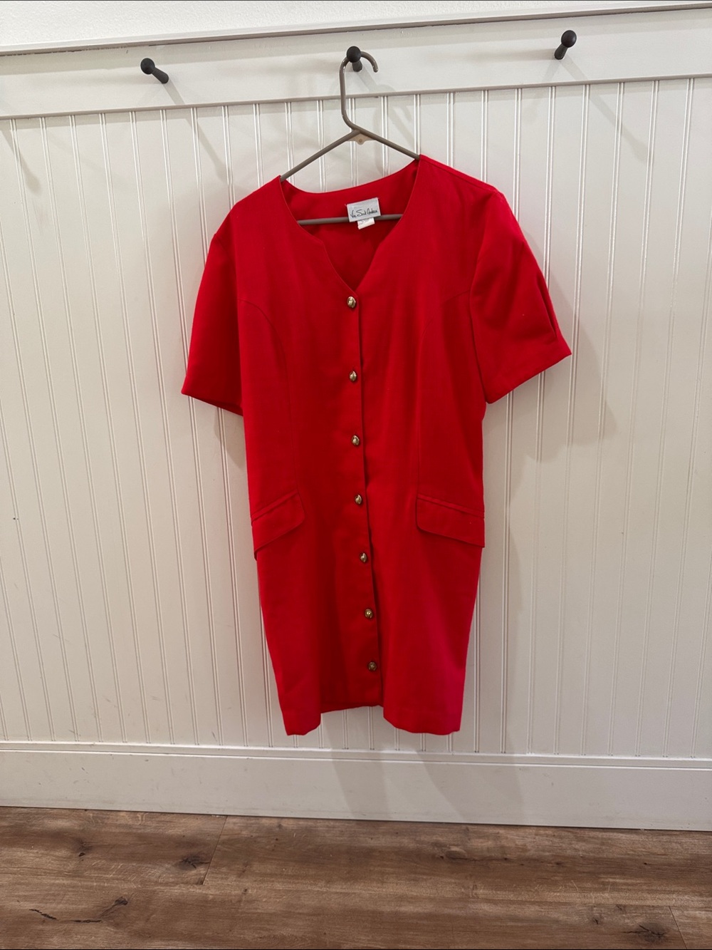 Women's Red Button-Front Mini Dress via Sant Andrea size 16 s/m “vintage” insp